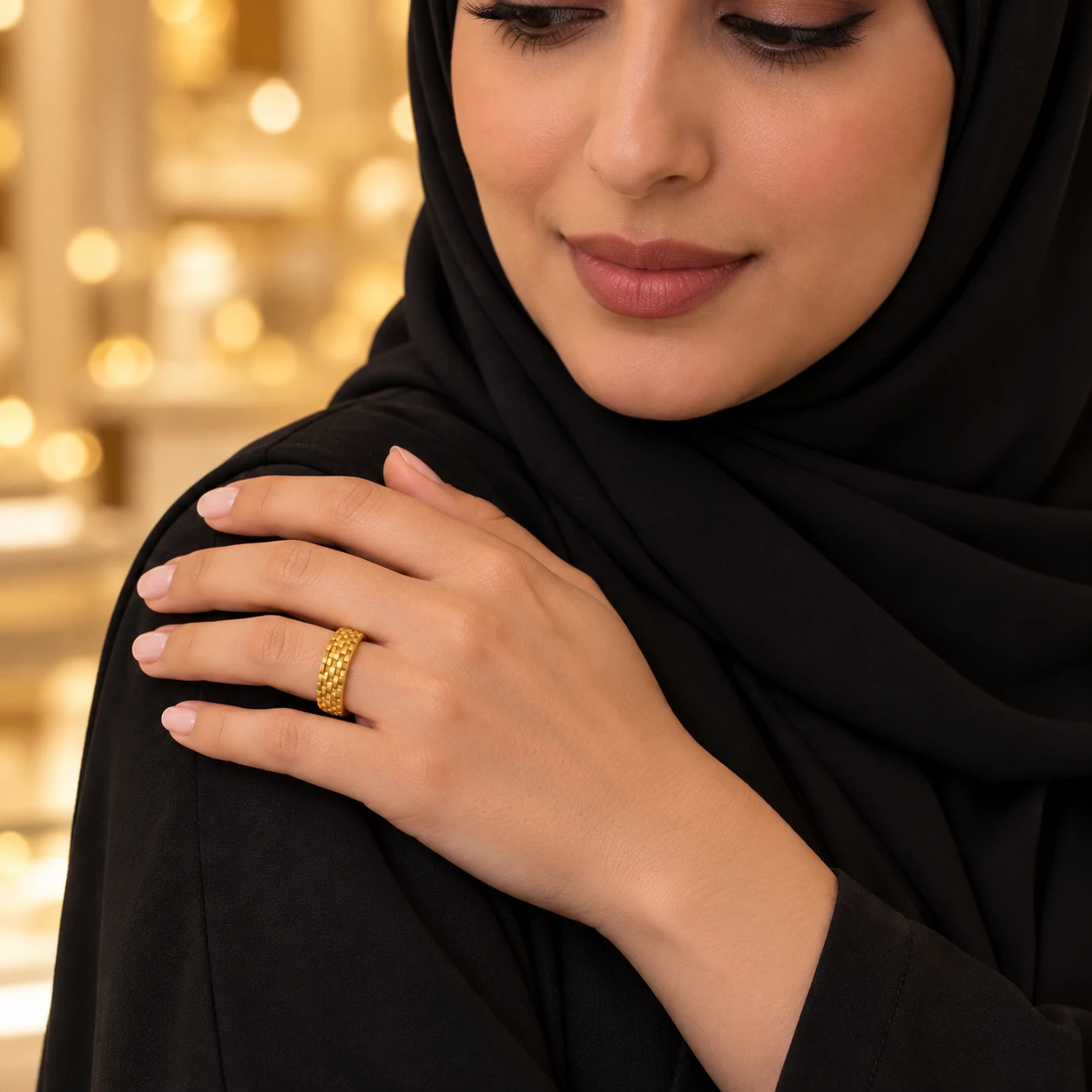 خاتم نسيج السلة ذهب عيار 21 - 4
