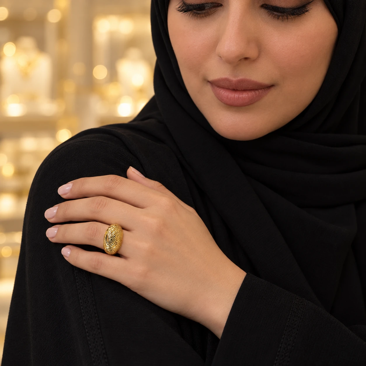 خاتم القبة الماسية ذهب عيار 21 - 4