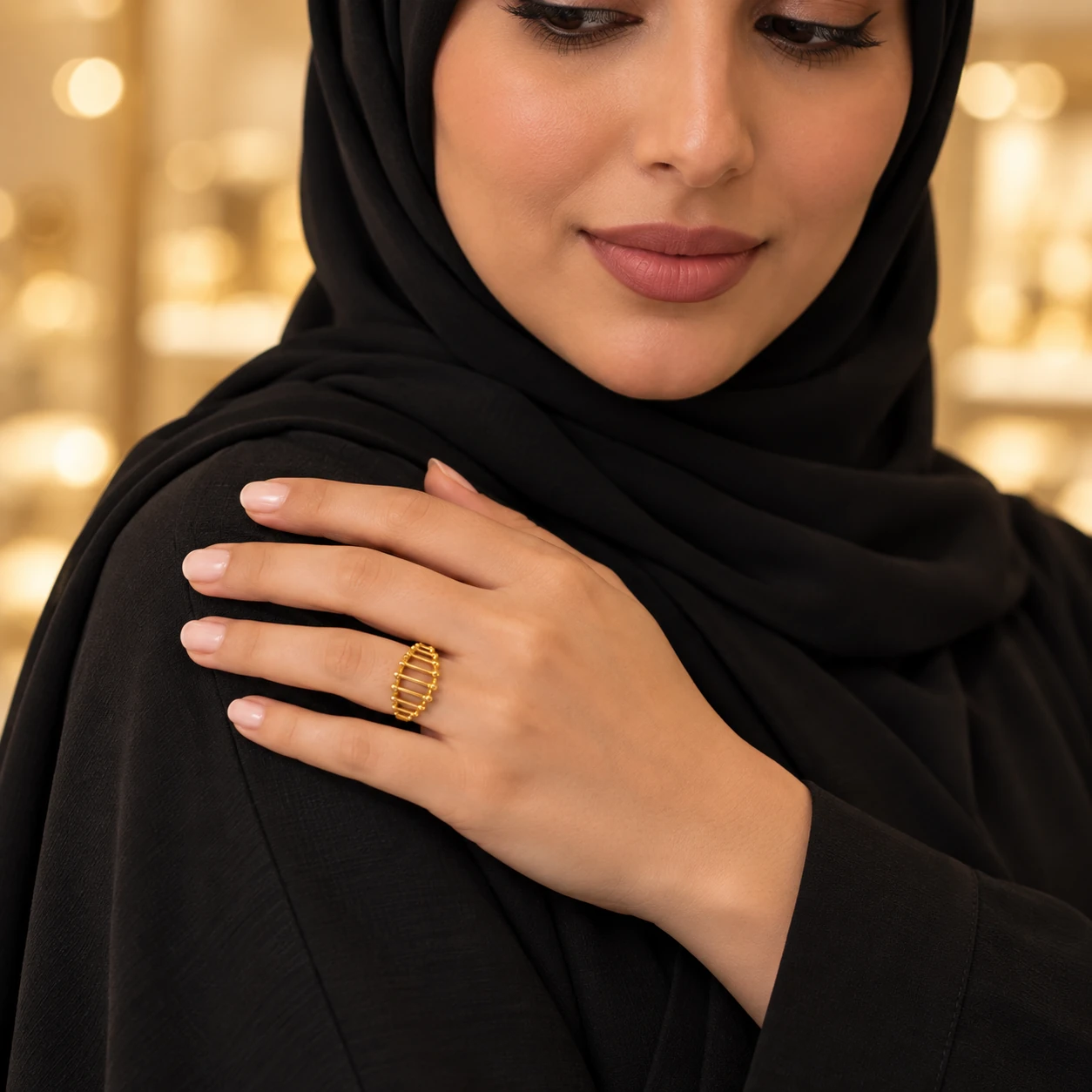 خاتم الأعمدة المتدرجة ذهب عيار 21 - 4